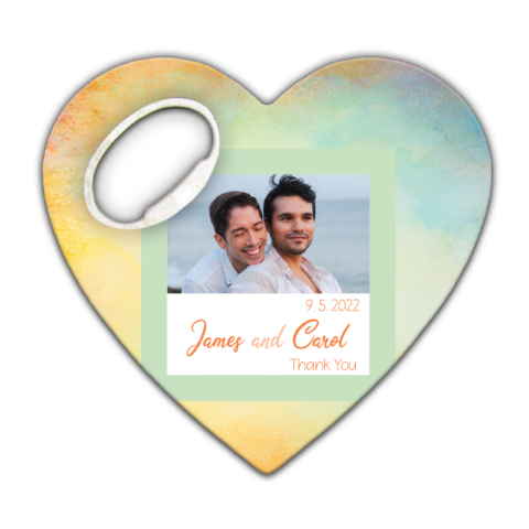 Photo and Gay Couple on Colorful Background for Wedding