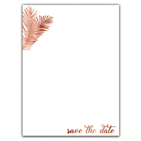 Thick Paper Wedding Invitation Cards with Bronze Leaves on White Background for Wedding