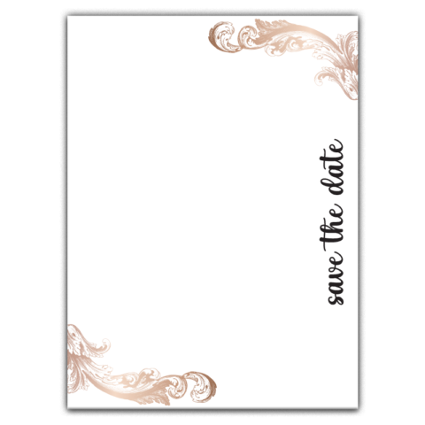 Thick Paper Wedding Invitation Cards with Bronze Floral Motifs on White Background for Wedding
