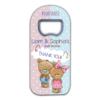 teddy bear themed customizable bottle opener magnet favors for baby shower of boy and girl twins
