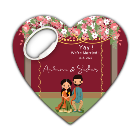 Flowers And Indian Couple on Burgundy Background for Wedding