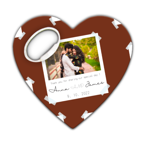 Polaroid Photo on Brown Background Themed for Wedding