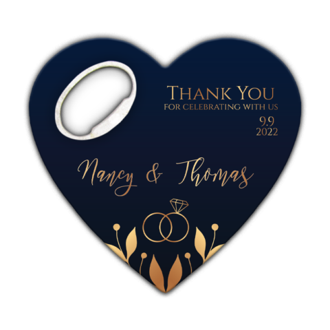 Gold Rings, Gold Leaves On Blue Background Theme for Wedding