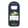 white lilies on dark blue background themed customizable bottle opener magnet favors for wedding