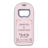motif frame on pink background themed customizable bottle opener magnet favors for wedding