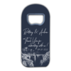 Mountains and Waterfall on Dark Blue themed customizable bottle opener magnet favors for wedding