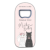 Groom and Bride Cats on Pink Background Themed Customizable Bottle Opener Magnet Favors for Wedding