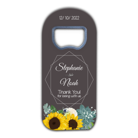 Succulent and Sunflowers on Brown Background for Wedding