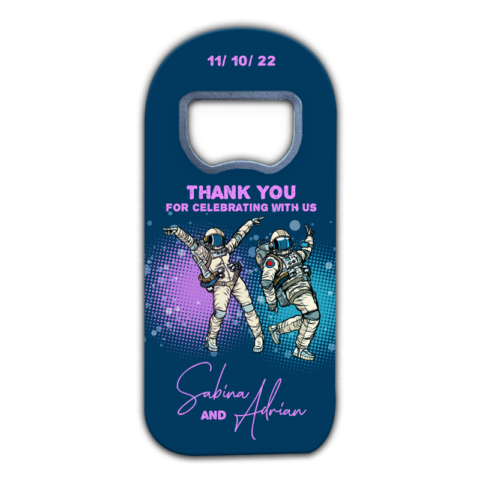 Dancing Astronauts on Blue Background Theme for Wedding