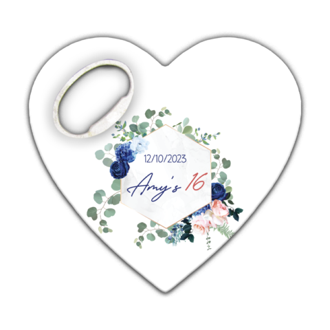 Navy Blue Roses and Green Leaves on White for Quinceañera
