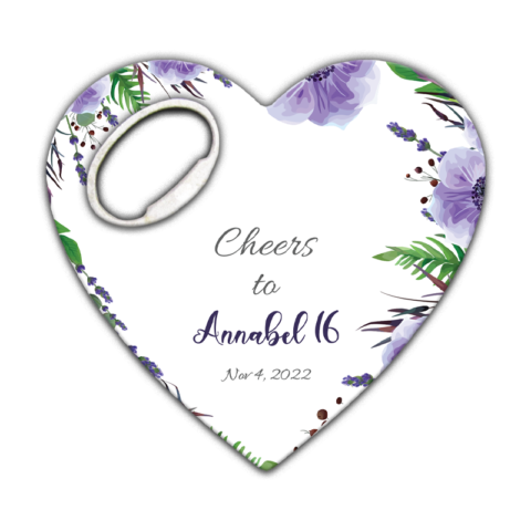 Purple Violets and Green Leaves on White for Quinceañera
