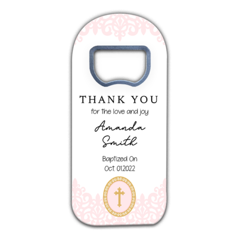Cross and Pink Motifs on White Themed for Baptism