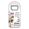 customizable quinceañera fridge magnet favors with Pink and white rose on white background
