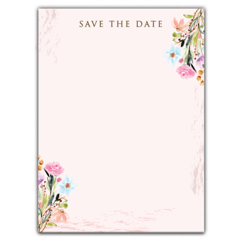 Thick Paper Wedding Invitation Cards with Colorful Flowers on Light Pink Background for Wedding