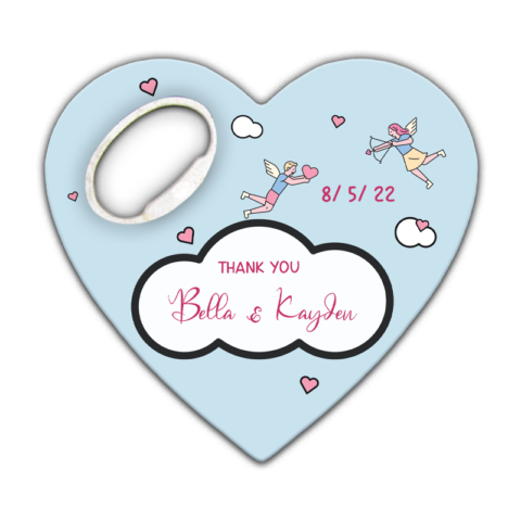 Cute Angels and Clouds on Light Blue Background for Wedding