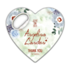 watercolor blue florals on green background themed customizable bottle opener heart shaped magnet favors for wedding