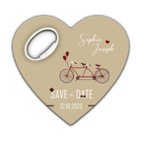 Burgundy Bicycle and Balloon on Light Brown for Wedding