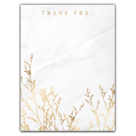 Thick Paper Wedding Invitation Cards with Golden Florals on Paper Texture