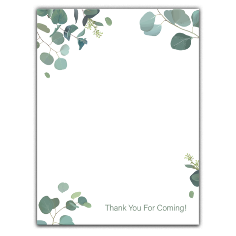 Thick Paper Wedding Invitation Cards with Green Leaves on White Background for Wedding