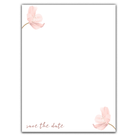 Thick Paper Wedding Invitation Cards with Pink Flowers on White Background for Wedding