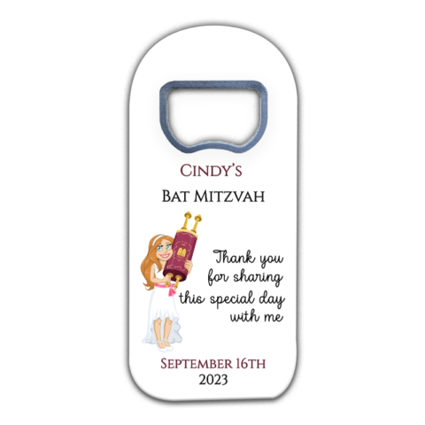 Bat Mitzvah, Torah and Cartoon Girl on White for Mitzvah