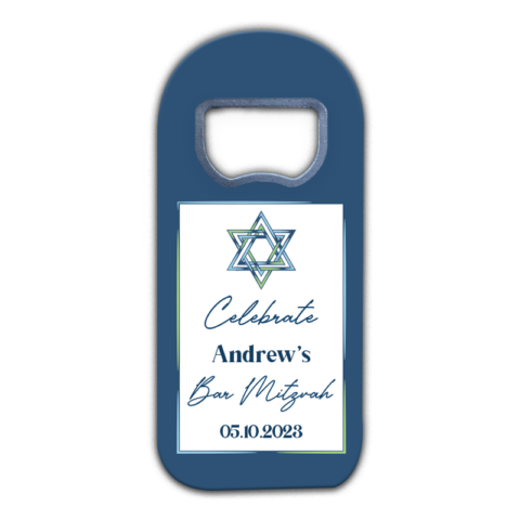 Bar Mitzvah, Menora and White Frame on Blue for Mitzvah