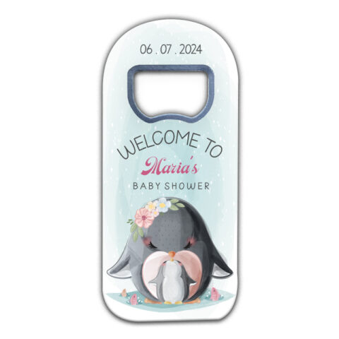 Mother Penguin and Baby Penguin on White for Baby Shower