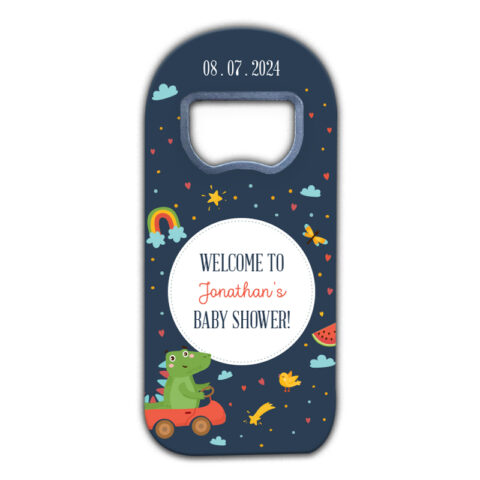 Dinosaur and Fun Shapes on Dark Blue for Baby Shower