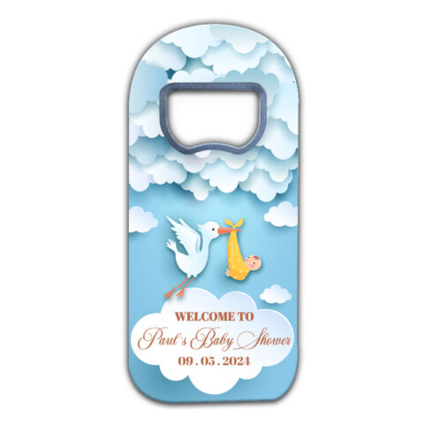 Stork and Clouds on Blue Backround Themed for Baby Shower