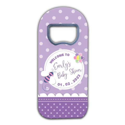 Bee and Flower on Purple Background Themed for Baby Shower
