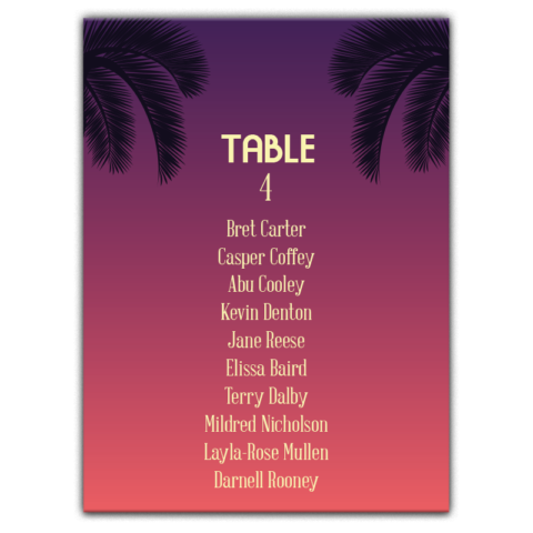 Black Palm Trees on Purple Pink Background for Wedding