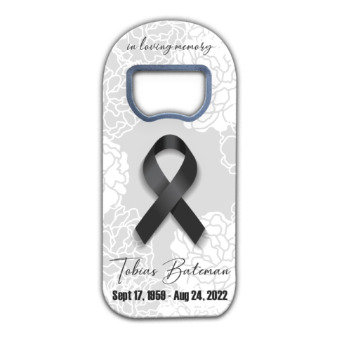 Black Ribbon and Flower on Gray Background Theme for Funeral