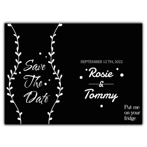 White Leaf and Dots on Black Background for Wedding