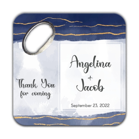 Navy Blue Watercolor and Gold Line on Blue for Wedding