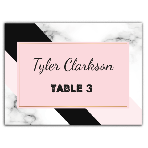 Black and Pink Frames on White Marble Background for Wedding