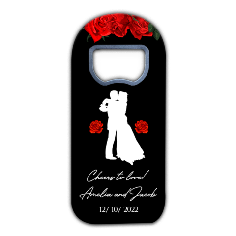 Couple Silhouette and Roses on Black Background for Wedding