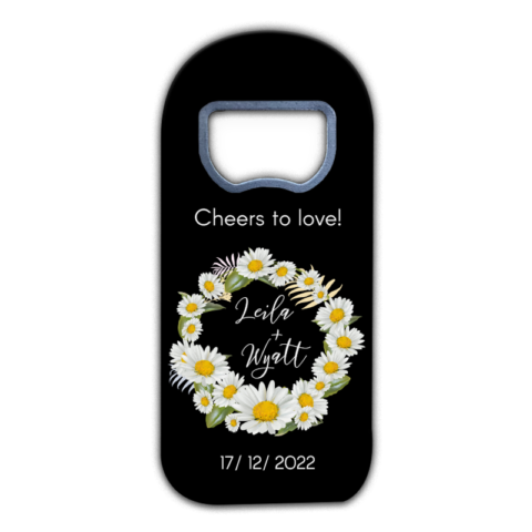 Daisies and Leaves on Black Background Themed for Wedding