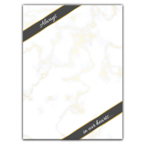 Gold Marble and Gray Ribbon on White Background for Funeral