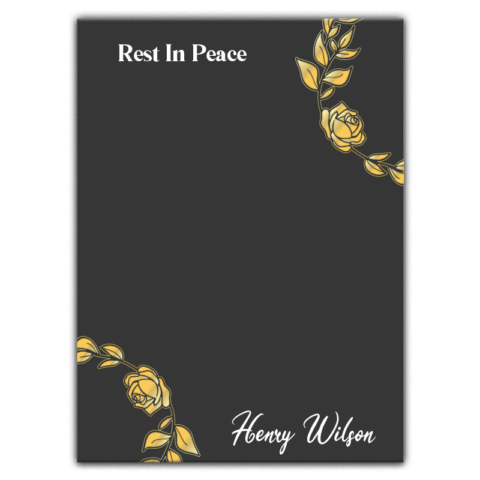 Golden Rose and Leaves on Dark Gray Background for Funeral