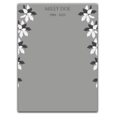 White and Dark Gray Leaves on Gray Background for Funeral