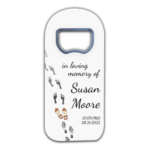 Footprints and Women's Shoes on White Background for Funeral