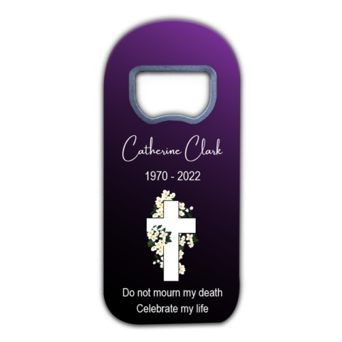 Cross and Daisies on Purple Background Themed for Funeral