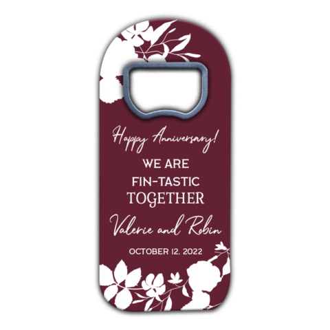 Flowers and Leaves on Dark Pink Background for Anniversary