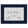 Gray Frame and Navy Blue Leaves on Navy Blue for Wedding