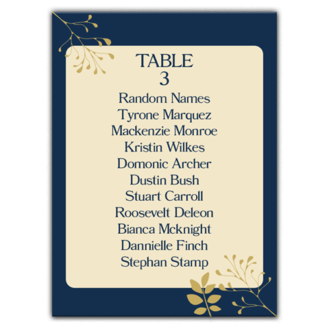 Beige Frame and Plants on Navy Blue Background for Wedding
