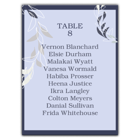 Lilac Frame and White Plants on Dark Blue for Wedding