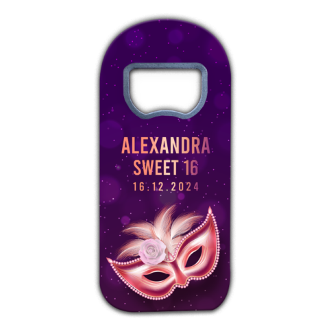 Pink Venice Mask on Purple Background Theme for Quinceañera