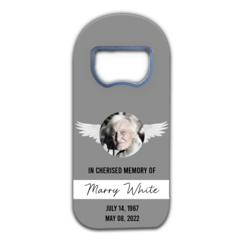 Photo Frame and Angel Wings on Gray Background for Funeral