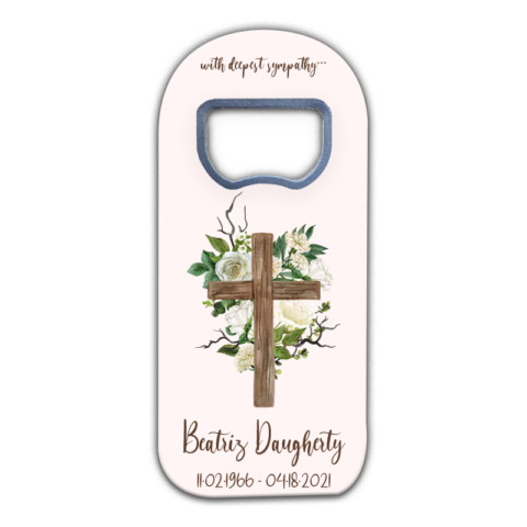 Wooden Cross and Roses on Pink Background Themed for Funeral