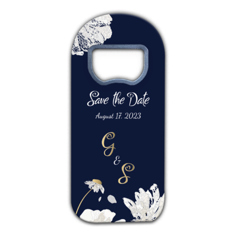 Golden Daisy and White Watercolor on Navy Blue for Wedding